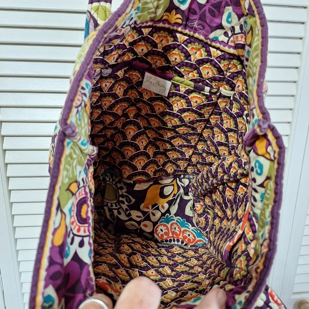 Vera Bradley Vera Tote Shoulder Bag in Plum Crazy Plum Toggle Close Large Zipper